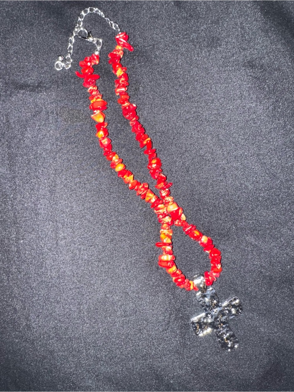 Red Beaded Cross Necklace – Women's Fashion Jewelry